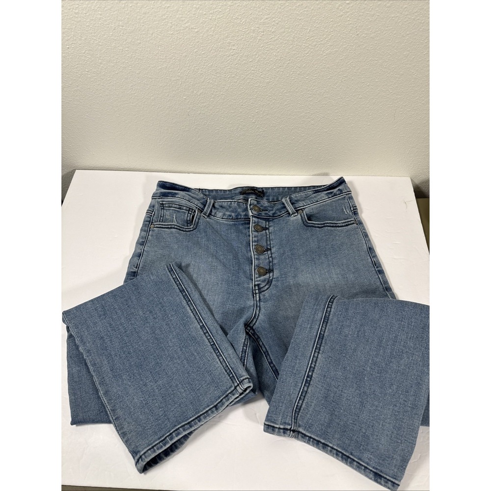 PrAna Jeans Womens 12/31 Light‎ Wash Distressed Five Pocket Stretch Denim T1